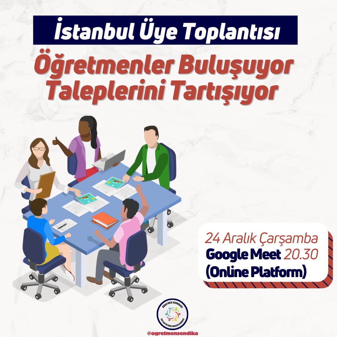 📢 İstanbul | Öğretmenler Buluşuyor, Taleplerini Tartışıyor!

Taleplerimizi ve haklarımızı konuşmak, sorun tespiti yapmak önemli ama yetmez; sorunların çözümü için birlikte düşünmek, insanca çalışma koşullarını yaratmayı beraber dert edinmek ve sorunlarla bireysel değil hep