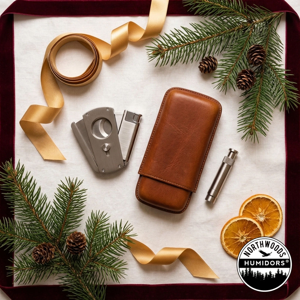NrthwdsHumidors's tweet photo. Multi-functional cigar gear is HOT this holiday! Combo cutter-lighters, punch tools, &amp; travel humidors are topping wish lists for enthusiasts &amp; collectors alike. Elevate your gifting with customer favorites from Northwoods Humidors( unwrap the perfect accessory!) https://t.co/9RXD6uNHyp