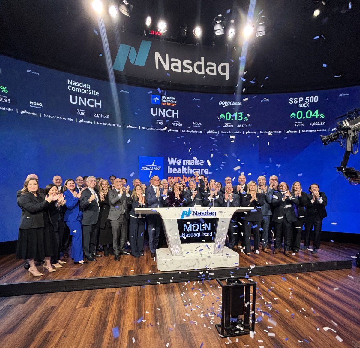 Medline's tweet photo. Big news! Medline is officially trading on the Nasdaq stock exchange today. #MDLN #ListingDay https://t.co/zL5zP53QQK https://t.co/DKRLm5LR4y