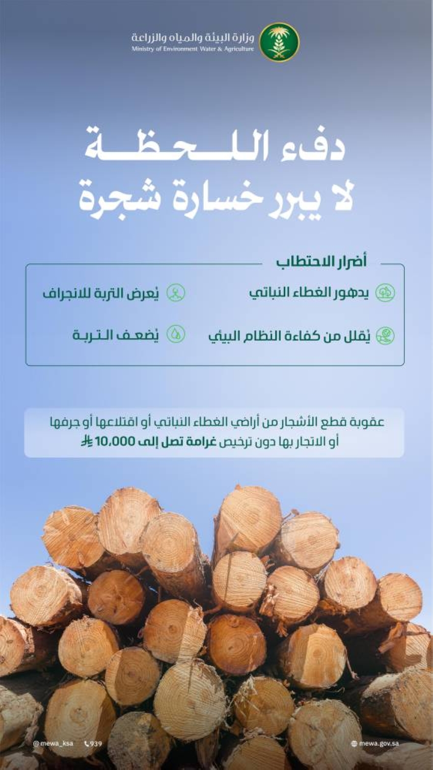 البيئة تحذر من أخطار الاحتطاب الجائر وتدعو لحماية الغطاء النباتي والموارد الطبيعية 