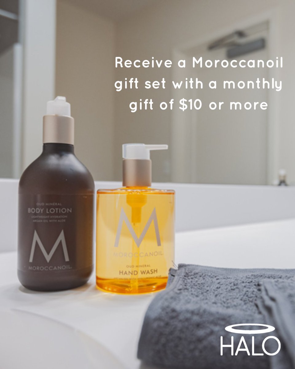 Spread holiday joy by doubling your impact on a child in need. A $10+ monthly gift helps change a HALO kid’s life with a match from <a href="/Moroccanoil/">Moroccanoil</a> and a Gift Set as our thanks for providing safety, stability, and hope: loom.ly/Z5vG-RI #GivingTuesday #HALOHolidays