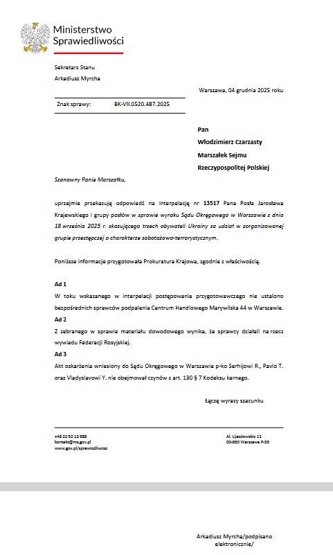 ❗️⚠️NIEBYWAŁA kompromitacja Min. Siemoniaka. Prokuratura przyznaje, że Koordynator wprowadził Polaków w błąd, a do dziś nie wiadomo, kto podpalił hale przy Marywilskiej. Poważny cios we własnego Ministra...

W październiku Minister Koordynator Tomasz Siemoniak ogłosił w tonie
