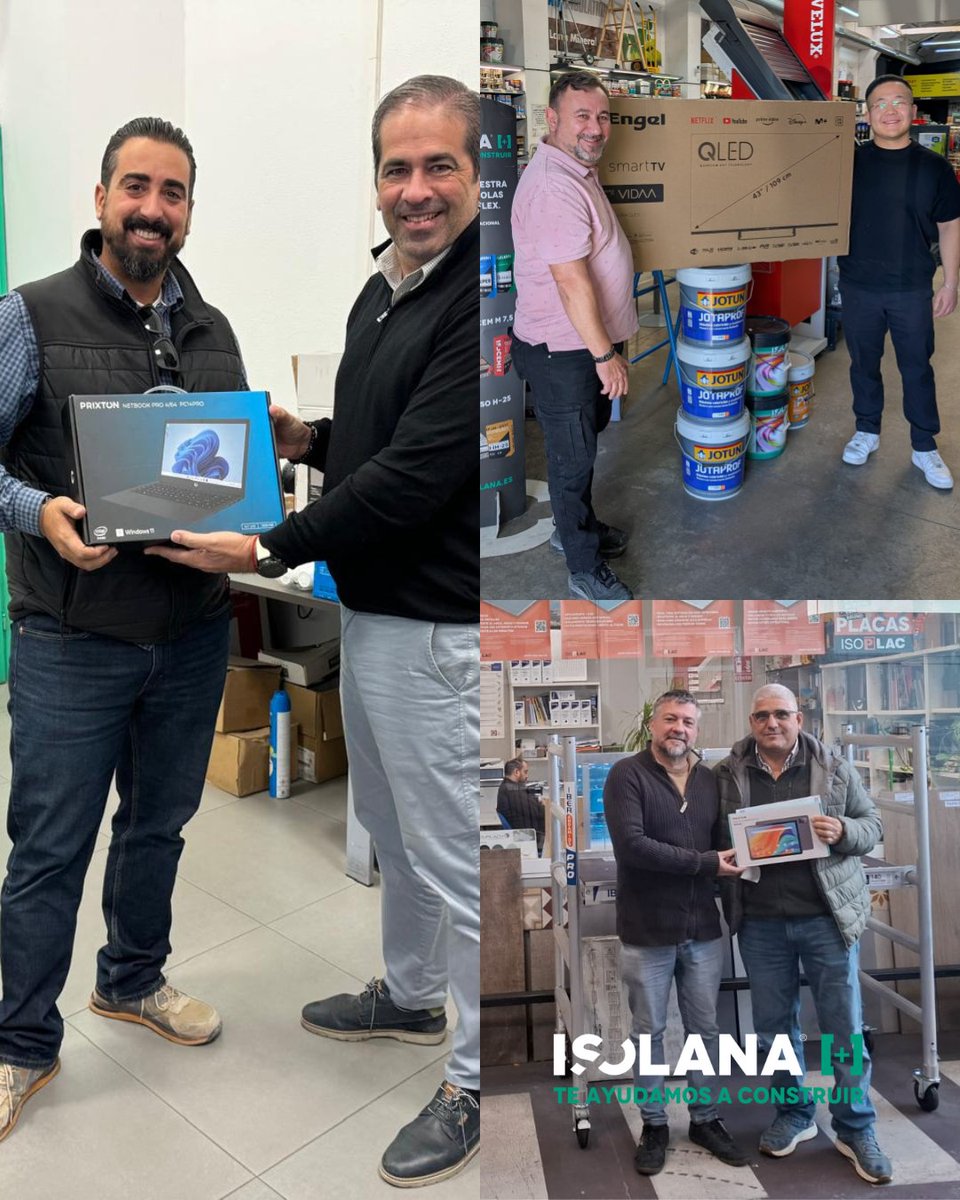 IsolanaOficial's tweet photo. ¡Felicitamos a los ganadores del Road Show de #Soprema y #ProOne! 🎉
📺TV QLED 43″
💻Portátil Prixton Pro
📱Tablet Prixton Nova
👏 Gracias a todos los profesionales que participaron y formaron parte de estas jornadas de formación técnica y demostraciones en directo.
#Isolana https://t.co/JuH0hMVRgZ