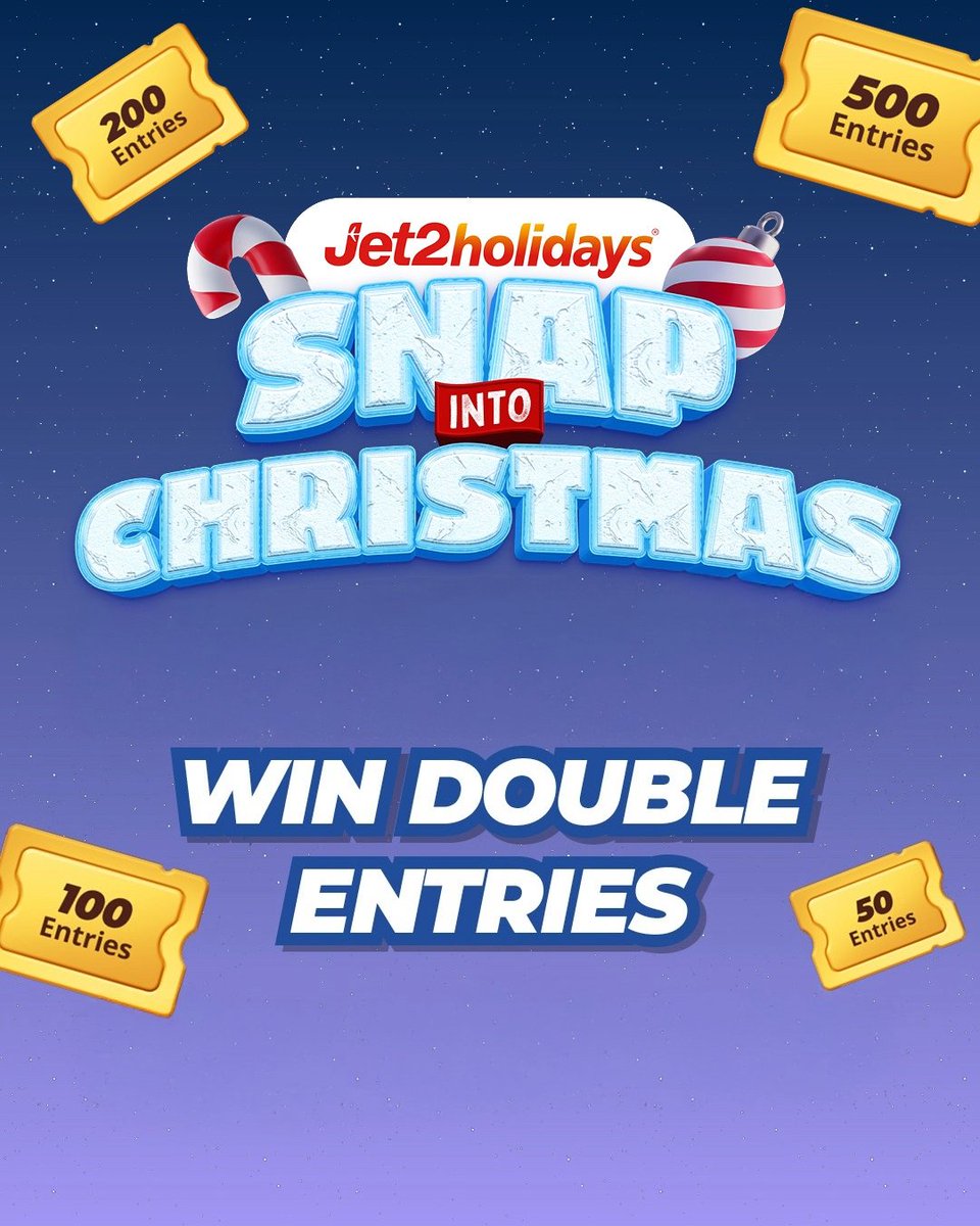 jet2tweets's tweet image. 🎄 Double points = double your chances at winning the incredible grand prize in #SnapIntoChristmas!

Set your reminders and play during these times for double points
18 Dec: 5–7pm 
20 Dec: 8–10am 
22 Dec: 12–2pm
Christmas Eve: 11am–1pm

👉 Don’t miss out: spr.ly/6013CJdMz