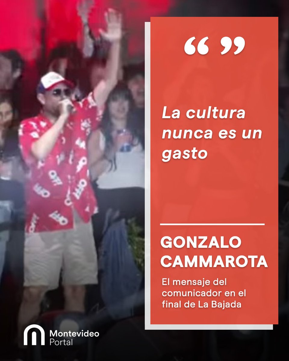 portalmvd's tweet photo. “Vamo’ La Bajada. Vamos a seguir haciendo espectáculos populares. La cultura nunca es un gasto, es una inversión. Vamo’ Uruguay, ¡carajo!”, exclamó Gonzalo Cammarota, aún encarnando su alter ego de Dj Sanata, en el final de La Bajada.
 
👉 https://t.co/x4ymvfYwOe https://t.co/OVebXREMS6