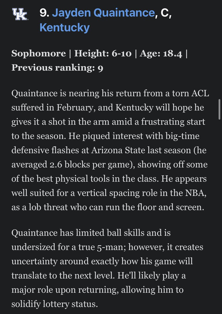 wall_johnn51278's tweet photo. ESPN has JQ going #9 in the NBA draft. Hasn’t even touched the floor yet. #DarkPope put him in Coach https://t.co/22Bm7SVpUT