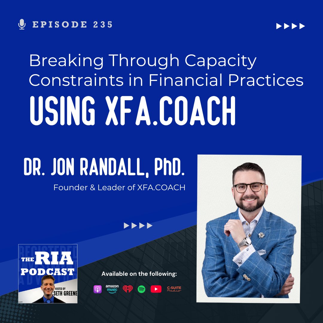 Today on #TheRIAPodcast with Seth Greene: Dr. Jon Randall discusses unlocking the path to scaling your financial practice.
 
Listen NOW: apple.co/3UkGlei
#SethGreene #RIAPodcast #marketdomination
