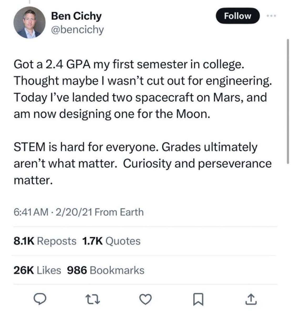 I think of this Tweet almost Everyday