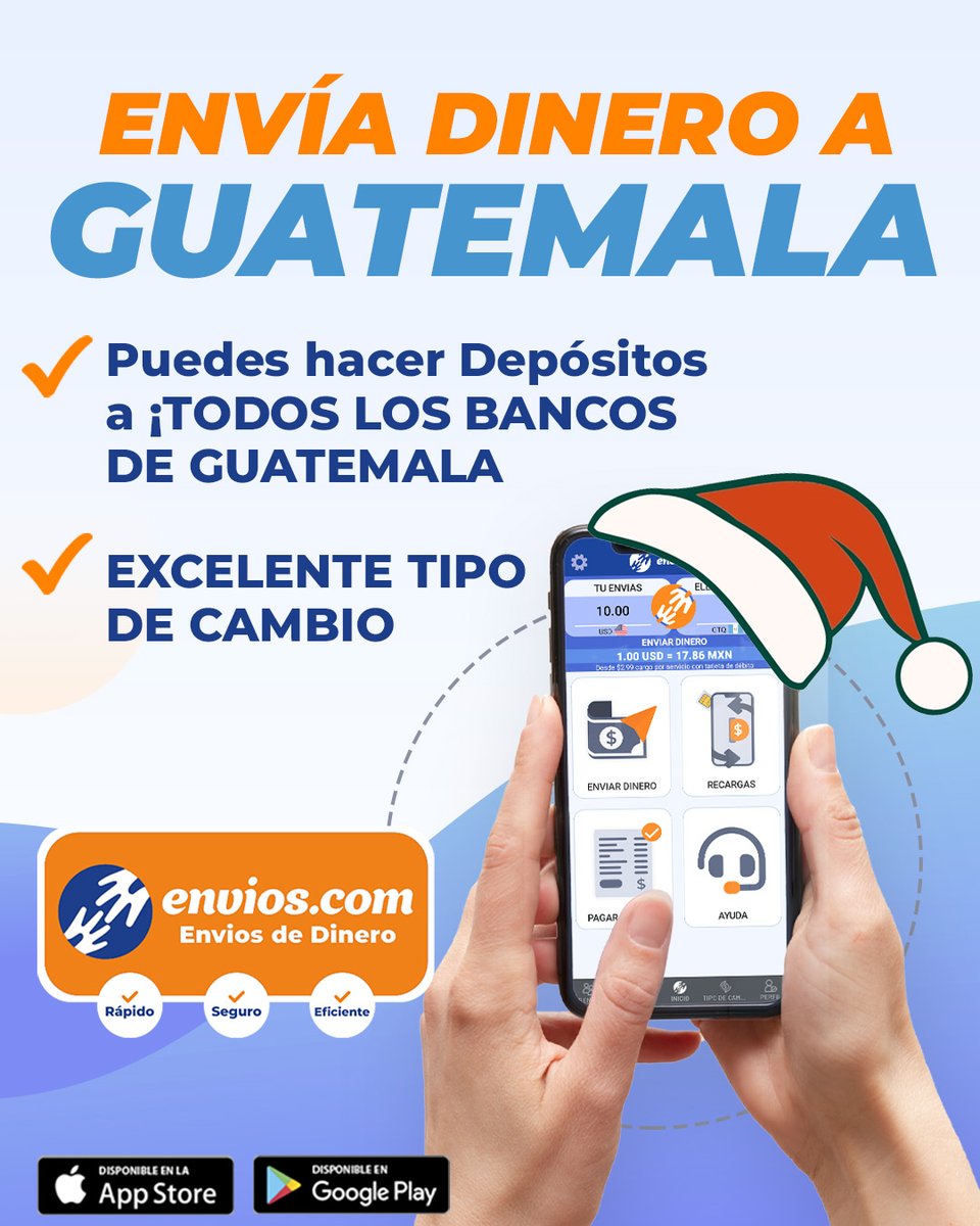 Envía dinero desde tu celular a #GUATEMALA 📷📷 ¡DESDE TU CELULAR!
Contamos con envíos a ¡Todos los Bancos de Guatemala!

Y al descargar la app tu primer envío ¡ES GRATIS!

¡Descarga la App de Envios.com!
📷 envios.com/open

#REMESAS #enviodedinero