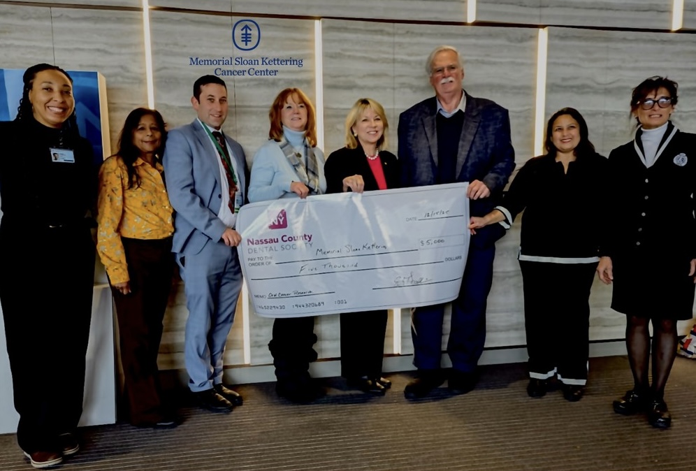From the money raised at our Walk for Oral Cancer Awareness on Oct. 5th, The Nassau County Dental Society, through its charitable arm, the Nassau Academy of Dentistry, was able to donate $5,000 to Memorial Sloan Kettering for oral cancer research.