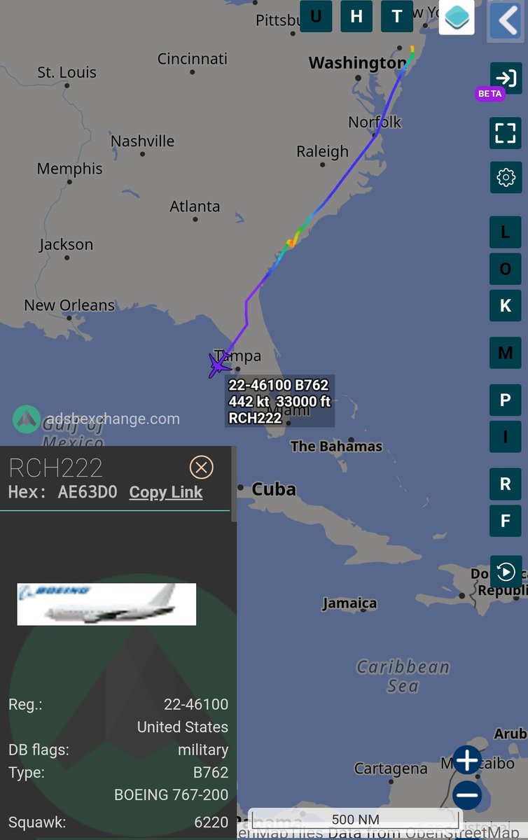 sipjack1776's tweet photo. KC-46A Pegasus
#AE63D0/22-46100/RCH222
McGuire>Charleston
Currently tracking SW over the Gulf out of Charleston.
@Borrowed7Time @FlconEYES @r4streando https://t.co/EdY86en5Rk