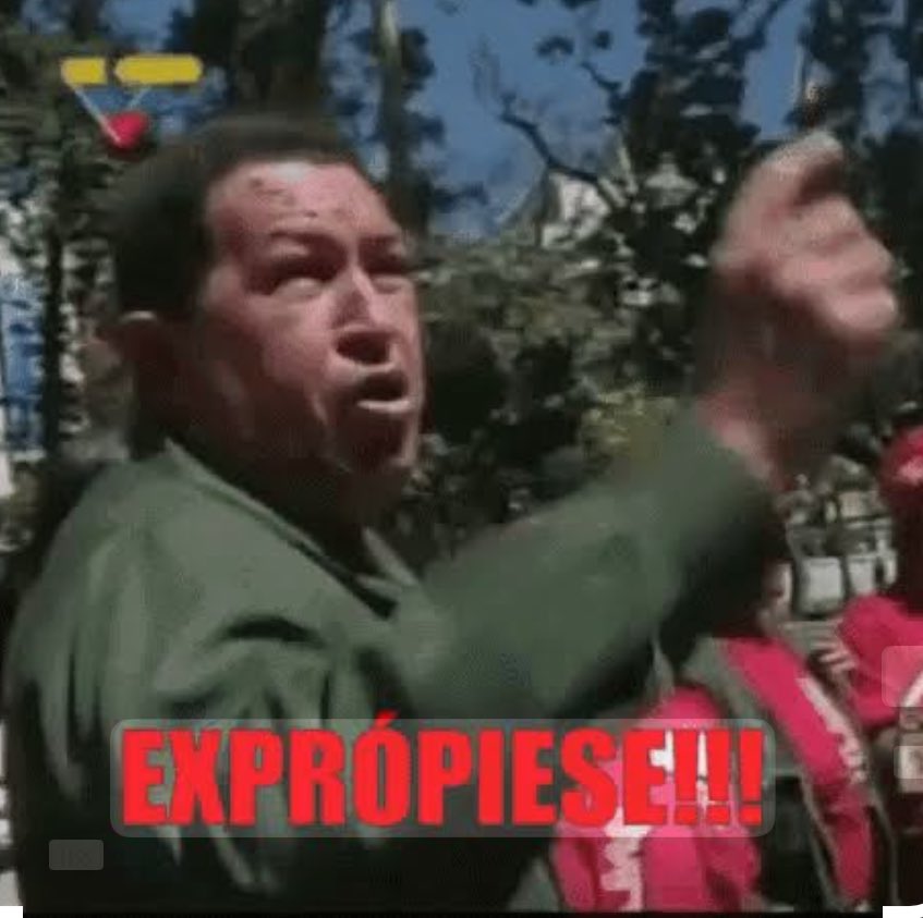 Exprópiese!” — la palabra con la que Chávez robó empresas privadas, incluso estadounidenses:

Owens-Illinois · Kellogg’s · ConocoPhillips · ExxonMobil · Chevron · AES · Verizon (CANTV) · Genelal Motors planta Valencia. 

María Corina Machado se los dijo en la cara: “expropiar es