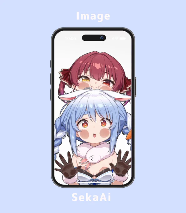 ぺこマリ、バージョン2です! スマホ壁紙として使ってねっ! 左:イメージになります 右:壁紙用となっています。