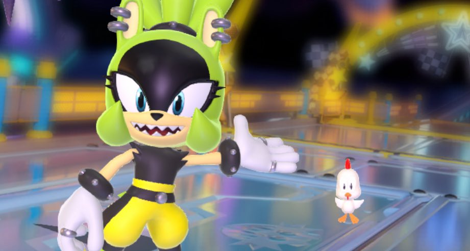 Surge showing off her cool chicken