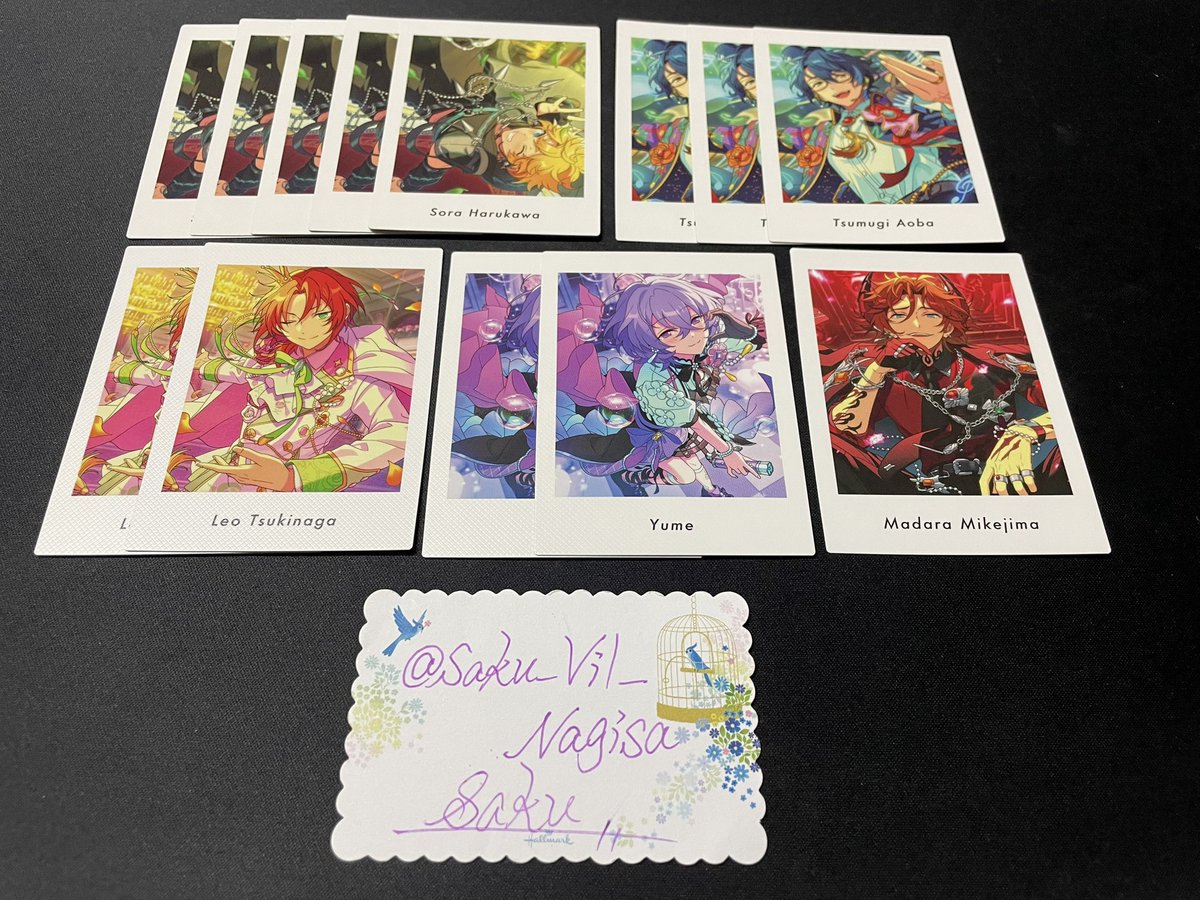 《交換・譲渡》
あんスタ ぱしゃっつP.A.Shots!! Vol.6 Action

譲✧桃李7,鉄虎6,奏汰4,ゆうた8,宗4,友也8,紅郎6,颯馬6,アドニス7,レオ2,宙5,つむぎ3,斑1,ユメ2

求✧凪砂or 90円/枚+送料

✧検索からでもお気軽にお声掛けください🌱