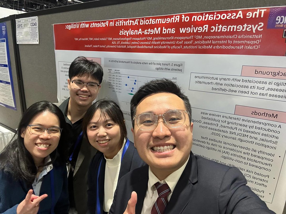 ttuhscmed's tweet photo. Internal medicine residents with @ttuhscmed in Lubbock recently attended the @ACRheum annual meeting in Chicago! Tulaton Sodsri, M.D., and Nattanicha Chaisrimaneepan, M.D., shared their work and connected with leaders shaping the future of rheumatology. #ACR2025 https://t.co/sPdPprAo2s