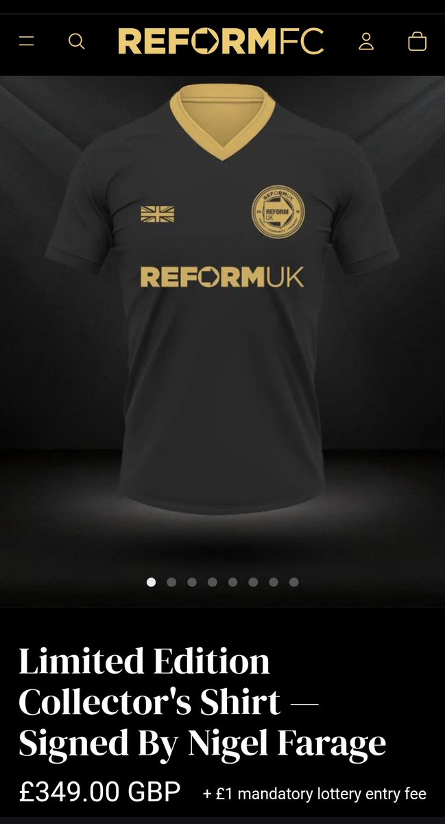 morshaa1's tweet image. A Reform black shirt... Seriously, Reform are selling black shirts? 

£350... wtf... The grift continues.