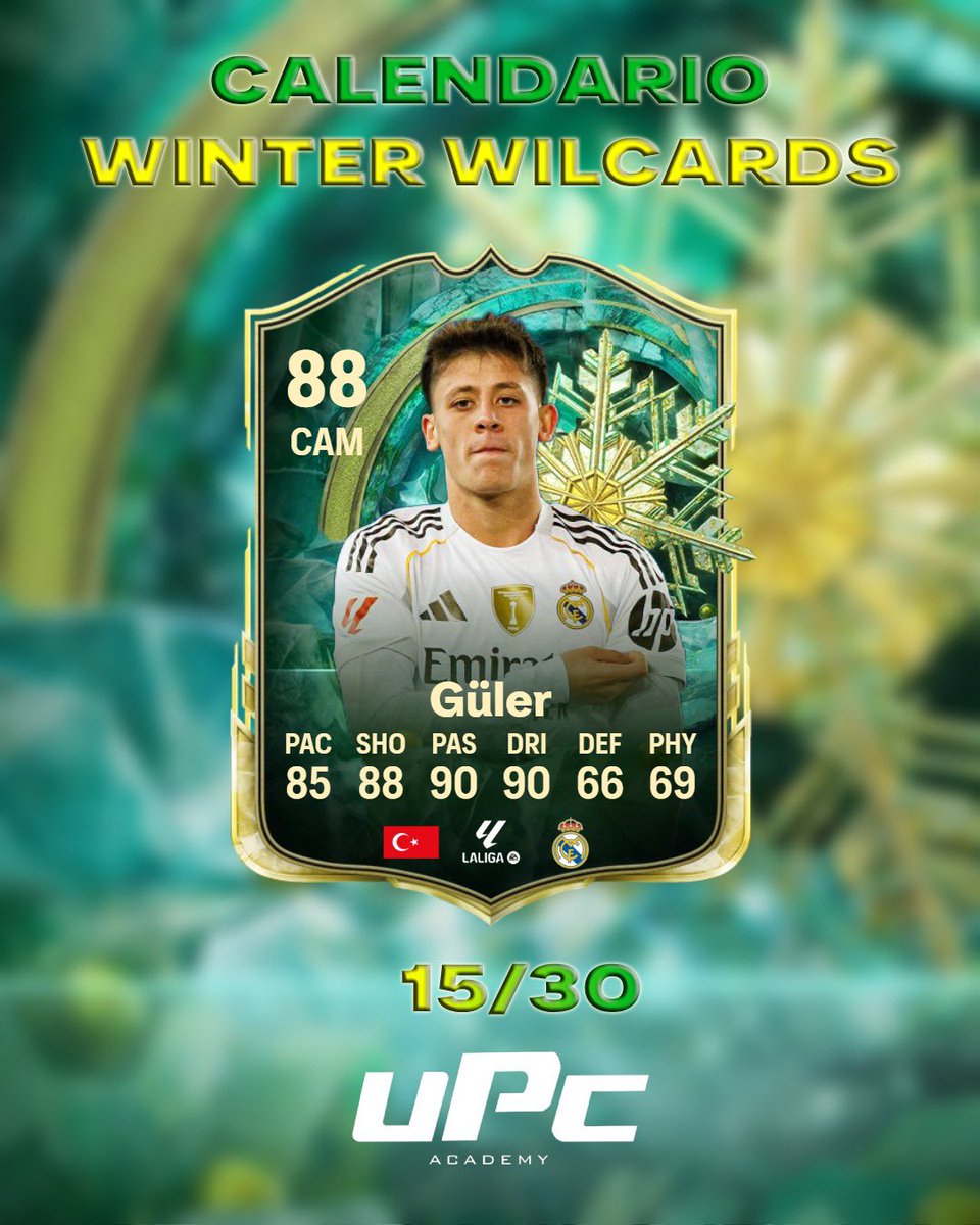 1 SBC por día WINTER WILDCARDS 🚨 15/31

Años anteriores, en diciembre, tuvimos SBC's por día. Ahora vamos a subir un jugador diario con el número del dorsal que corresponda al día.

Este sería el número 15. ¿Quién se lo haría? 🤔

📸<a href="/ToxideX11_EAFC/">UPC Toxi</a> y <a href="/UPC_Josep/">Josep</a> 

👉<a href="/UPC_Josep/">Josep</a>