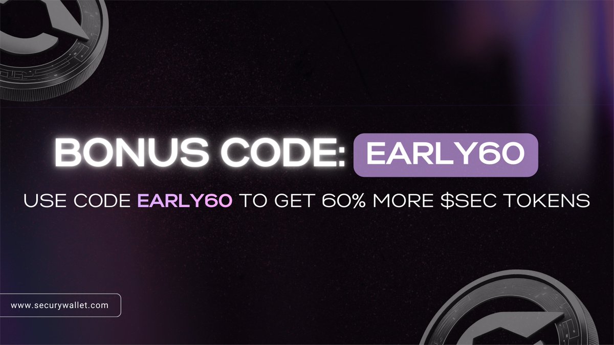 SecuryWallet's tweet image. ⏰ Secury Wallet ($SEC) presale is about to begin.

To kick things off, we’re opening a one-time early bonus for our early supporters.

🎁 Bonus Code: EARLY60
Get 60% extra $SEC tokens

• Valid for Stage 1 only
• Limited to the first 500 buyers
• Once it’s filled, the bonus is…