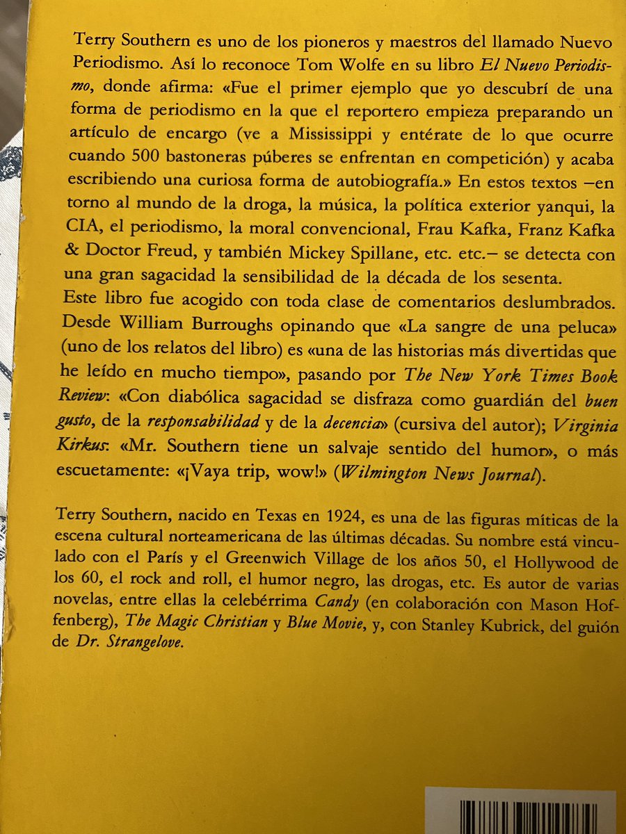 Terry Southern, A la rica marihuana y otros ensayos, Ed. Anagrama, 1995, 235 pp., $170.00 MXN