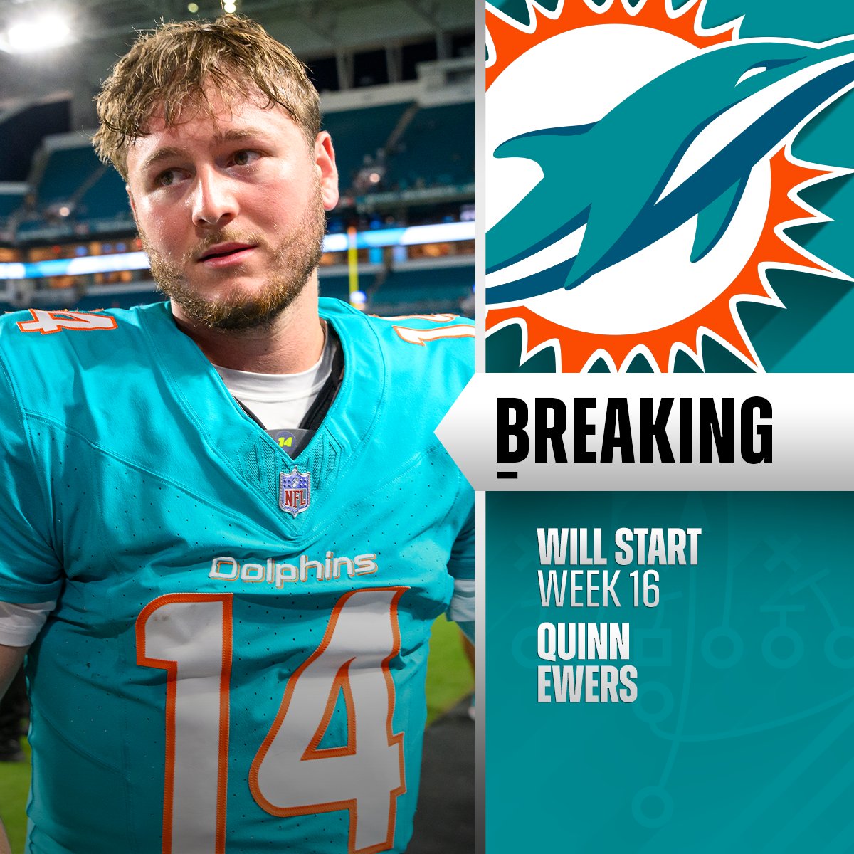 Dolphins to start rookie QB Quinn Ewers vs. Bengals. (via @RapSheet) https://t.co/mb9GE5EzBV