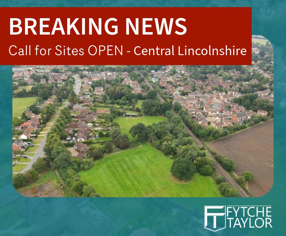 Central Lincolnshire Call for Sites now LIVE 🚨

A key early stage of the Local Plan Review is underway. If you are not yet represented - or have additional sites - ACT NOW! High levels of interest expected. 
ftplan.co.uk/central-lincs-…

#CentralLincolnshire #CallForSites #LocalPlan