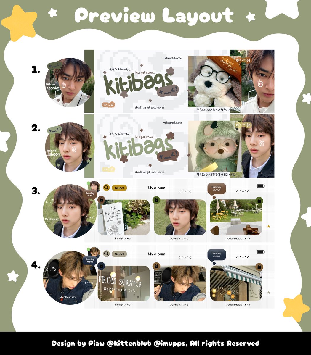 kittenblub's tweet image. 🍮💬 Help RT { Any interaction are appreciated! 🍀}

Layout Keonho Juhoon James cortis, bisa ditake skrng ✨️ &amp;gt;__&amp;lt; melalui dm / tele #zonauang