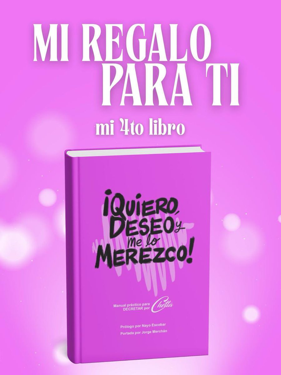 Entra desde donde estés a Amazon.com busca libro de Chetta que hoy está en digital a .99 centavos de dólar y a un precio especial por lanzamiento en impreso, como un regalo para ti.

DISFRÚTALO!!!  Prometí hacerlo con cada libro cada año!!!