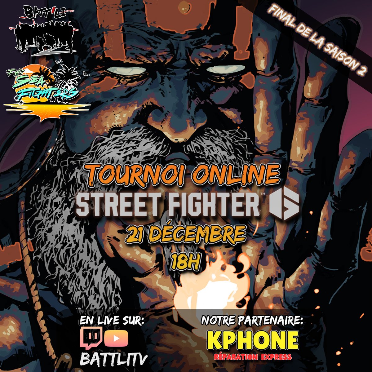 AssoBattli's tweet photo. F.W.I SEA FIGHTERS #10

3ième tournoi de la saison ! The last One!
📅| Monthly Dimanche 18h!
🏆| Saison 2 (3/3)
🎮| 64 Joueurs
💰| Cashprize participatif
📍| Online
🌎| Caraïbes/North America
🔴| Stream

https://t.co/9JHSpO2KtA | https://t.co/xRL7pJIy84
#StreetFighter6
#Caraïbes https://t.co/EvkSh80dgt
