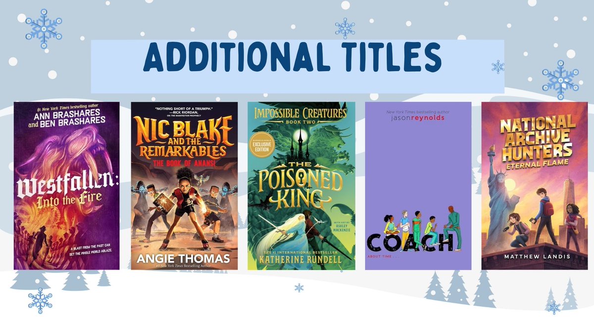 PCSCLibrary's tweet photo. ☃️Thank you for joining the 12 Books of Winter❄️ Today we added a few extra titles that were simply too good to miss.  Bringing joy to learning!
#12booksofwinter @PCSCQuakers  #bringingjoytolearning #keepreading https://t.co/4ilc3G1qmf