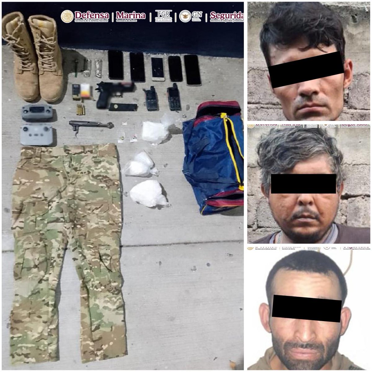 #SEGURIDAD #NACIONAL 🇲🇽 | DETIENEN EN #MICHOACÁN A TRES EXTORSI0NADORES DE LIMONEROS QUE OPERABAN CON DRONES Y EXPL0SIVOS🚨🚨

Se les aseguraron  5 teléfonos, 2 controles de dron, 2 radios, 14 cartuch0s, 2 arm*s y 3 bolsas con dr0ga.

➡️Más Info: asisucedeleon.mx/detienen-en-mi…