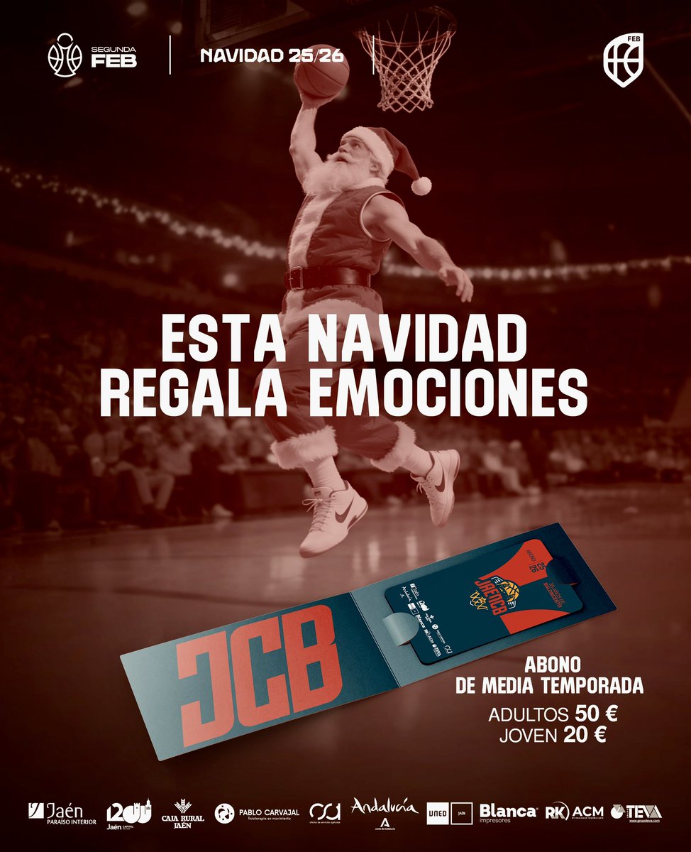 🎁 ESTA NAVIDAD, REGALA EMOCIONES

Este año sorprende con el abono de media temporada del Jaén CB y regala momentos únicos, pasión por el baloncesto.

🎟️ ABONO JOVEN → 20 €
🎟️ ABONO ADULTO → 50 €

👉 Disponible ya en: 

jaencb.clibomanager.com

#jaencb #segundafeb
