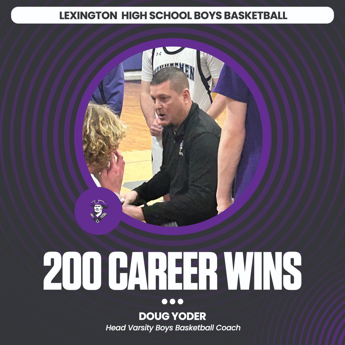 Lexington7AD's tweet image. Congratulations to our Head Varsity Boys Basketball Coach, Doug Yoder, on winning his 200th Career Game last night when the Minutemen defeated Tremont 70-55!  #LEXGO