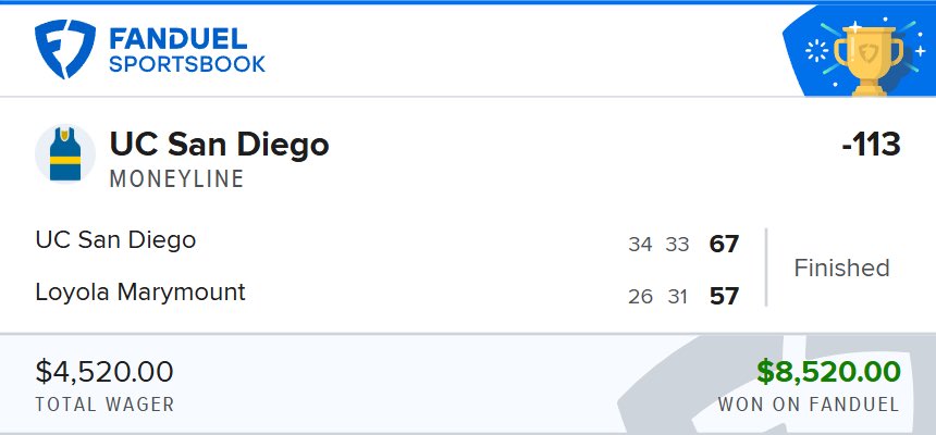 OutofLineBets's tweet photo. Sending Day 3 to every Repost + Reply 👇

🪜 Day 2 $50 → $10,000 Challenge 🪜

UC San Diego ML -113 ✅

$93.48 → $176.21 💰

Liked it so much… I had to size up 😤 https://t.co/ckOuchQak3