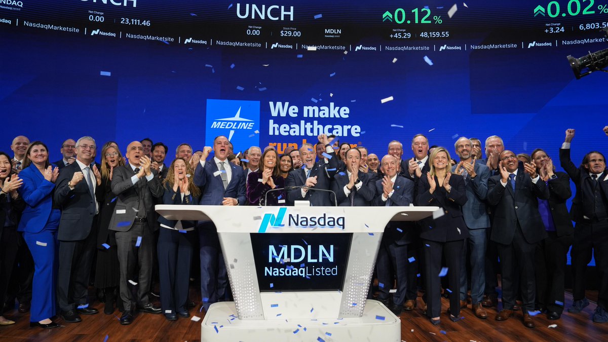 NasdaqExchange's tweet image. 💡 Making healthcare run better.
🔔 @Medline is the largest provider of medical-surgical products and supply chain solutions, serving all
points of care.
🥳 Today, $MDLN is officially #NasdaqListed!