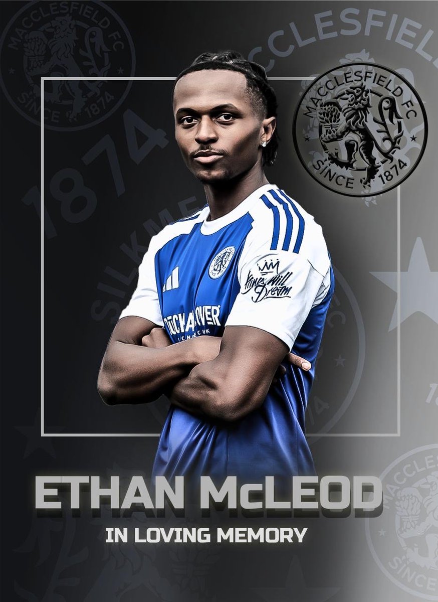 EL ASCENSO DE LUTO 🖤 Se confirmó el fallecimiento de Ethan McLeod luego de un accidente automovilístico de regreso a su casa luego del partido contra Bedford. Tenía solo 21 años y jugaba de delantero en el Macclesfield de la sexta división. Nuestras condolencias. QEPD