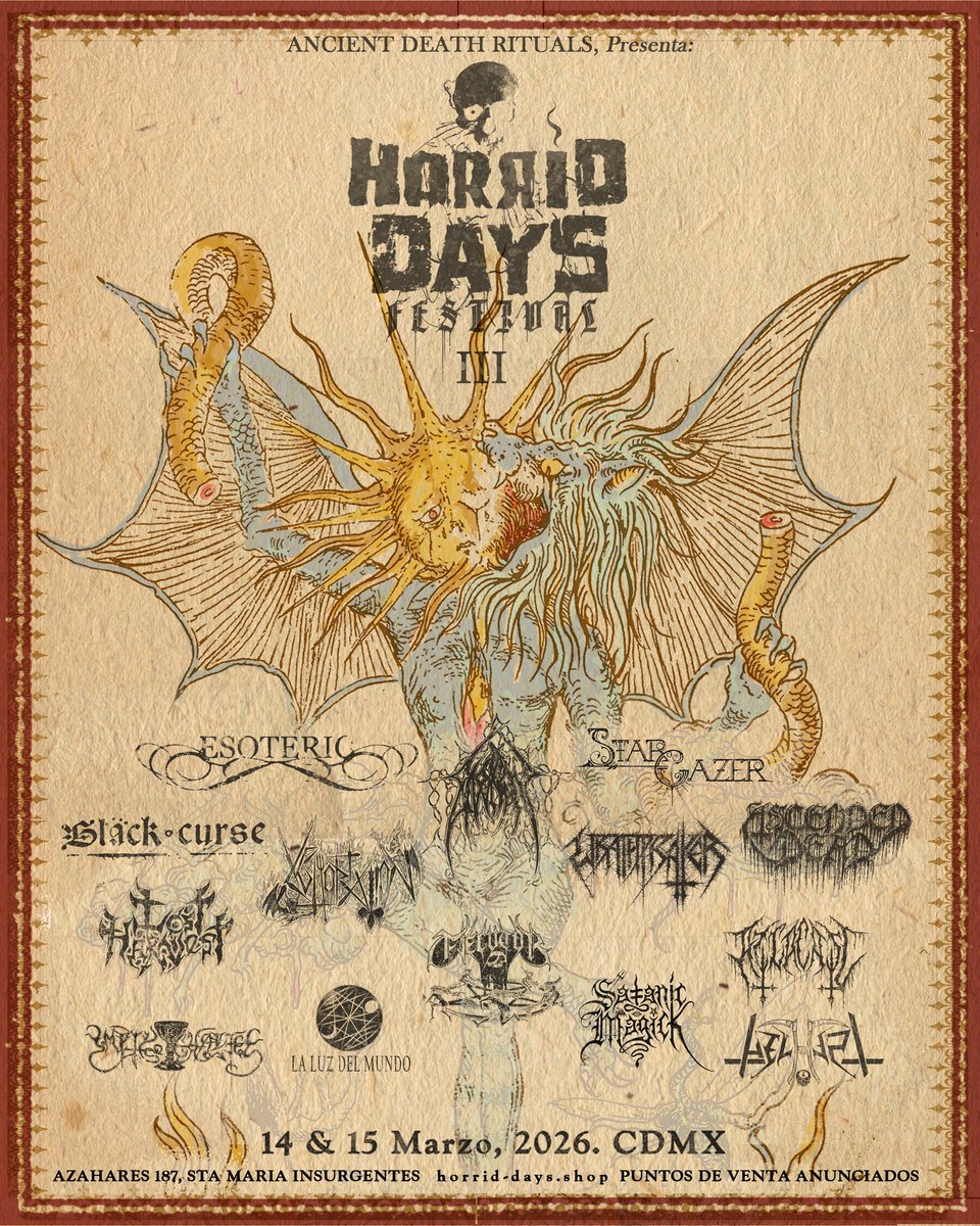 BBeat105's tweet photo. Esto fue lo que sonó en el @BBeat105 #329, pasen a escucharlo, ya en plataformas
#SatanicMagick, #HELHEST, #Esoteric, #AscendedDead
#HorridDaysFestival
#SignOfEvilProductions, #SerpentSoulProds, #AestheticDeath, @SeasonofMist, @20buckspinlabel
#StayBlast
#BlastBeat105 https://t.co/81EebFBup4