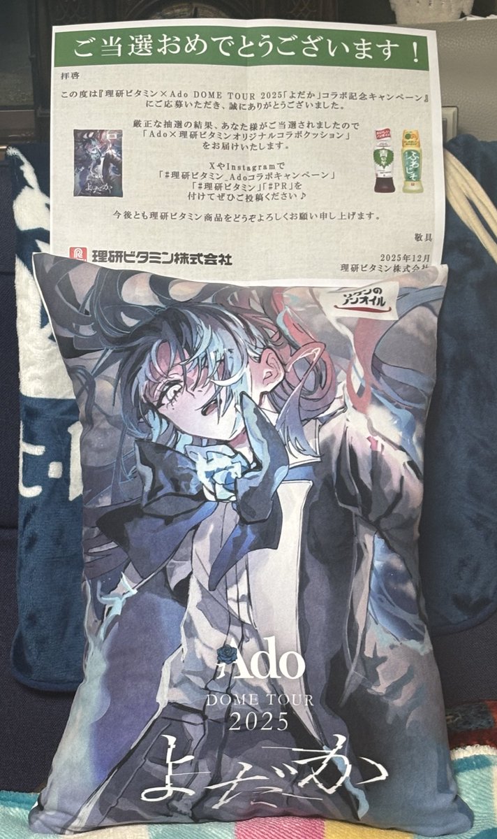 Ado×理研ビタミンオリジナルコラボクッション　当選品 ☆当選品☆よだか Ado×理研ビタミンオリジナルコラボクッション 150個