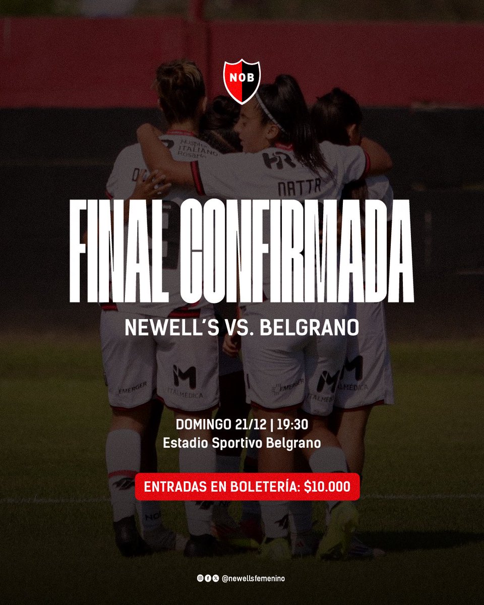 TROFEO DE CAMPEONAS CONFIRMADO 💪🏻🙌🏻

Este domingo, desde las 19:30 horas, las leprosas enfrentan a Belgrano en un partido por el lugar en la Copa Libertadores 2026.

🎫 El valor de las entradas es de $10.000 y se abona en boletería.

#VamosNewells❤️🖤