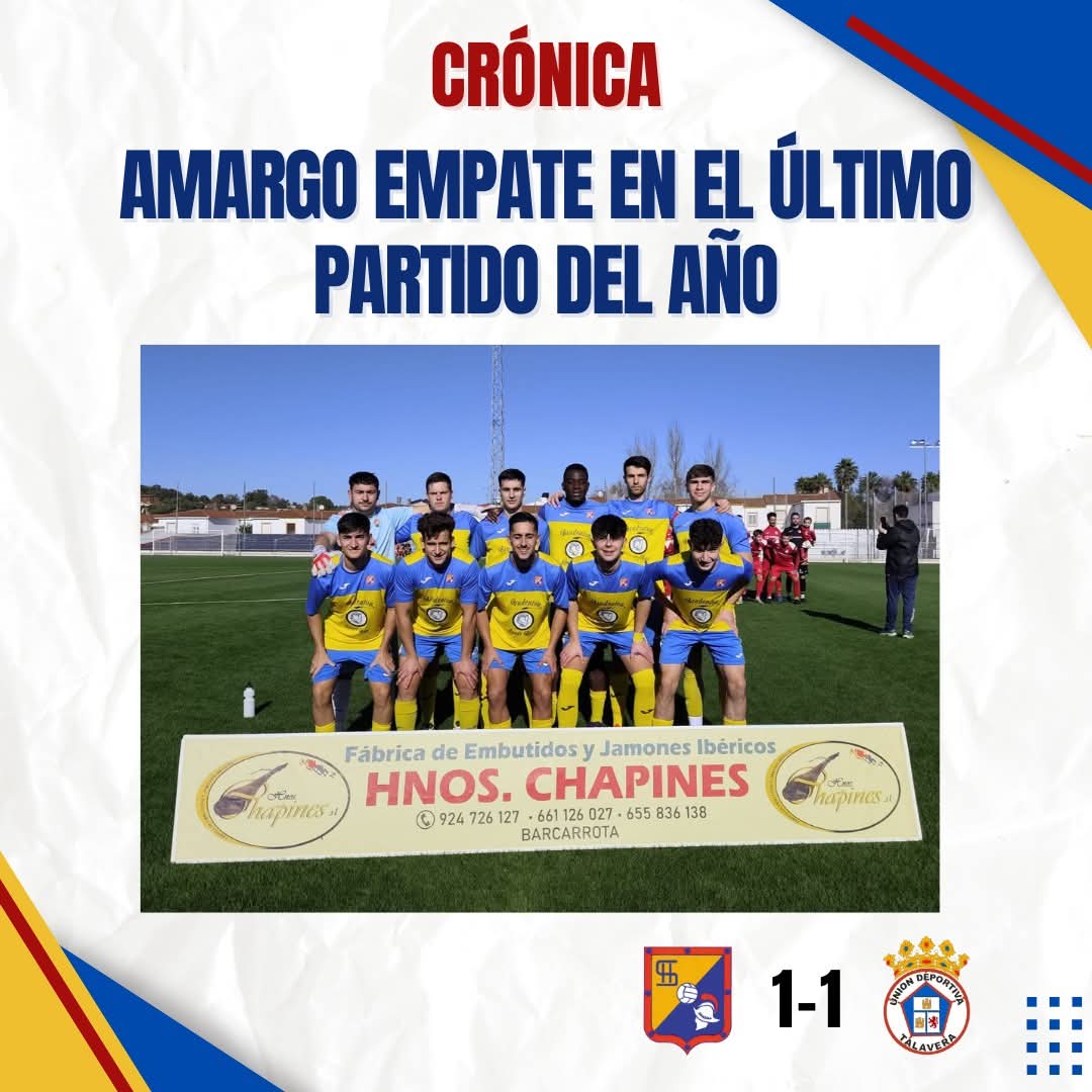 📗 Crónica: “Amargo empate en el último partido del año”

A.F. Hernando de Soto 1 - 1 U.D. Talavera

El Hernando consigue un punto que sabe a poco en su último partido del año frente a uno de los favoritos de la liga, la UD Talavera 

                 instagram.com/p/DSXZ26YD_Pw/…
