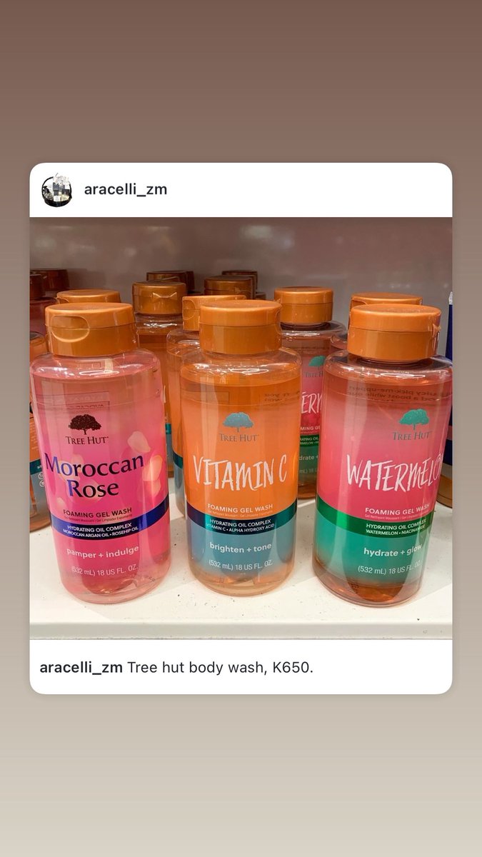 AracelliZm's tweet photo. Tree hut body wash K650 each. https://t.co/NpFCZFznak