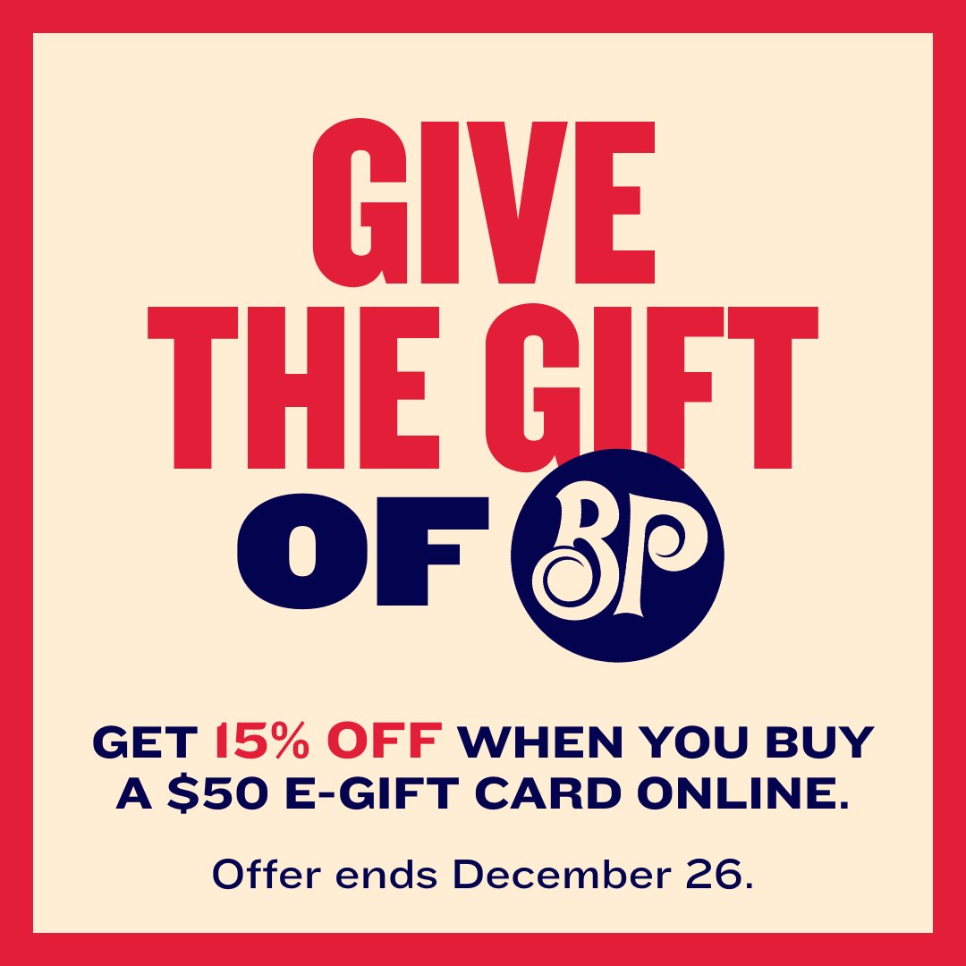 The perfect last-minute gift has arrived! 🎁

Get 15% off BP E-Gift Cards of $50 or more from December 17-26. Link in bio to grab this limited time offer.

#BostonPizza #GiftCards #BoxingDay