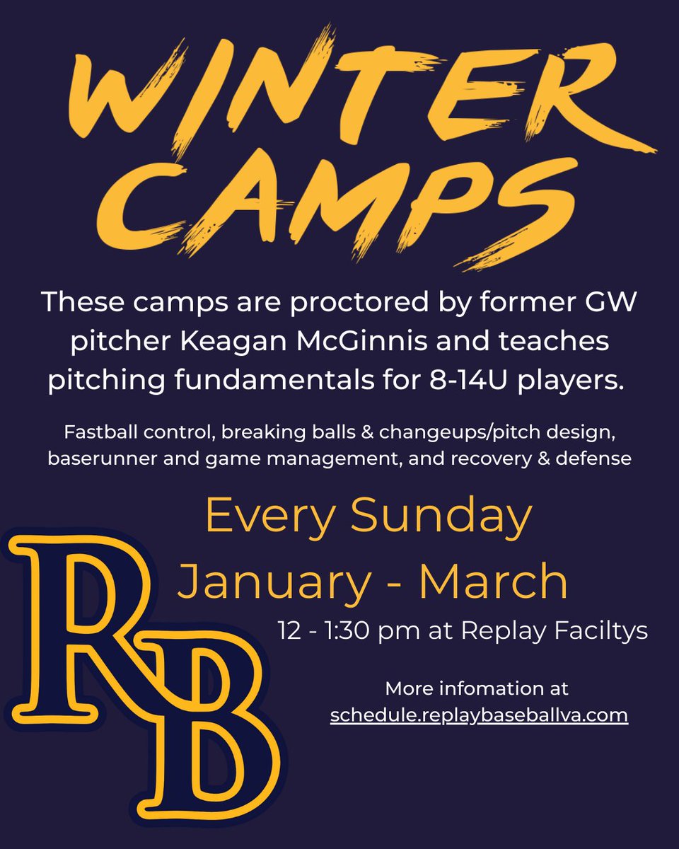 RBI_VA's tweet photo. Looking to stay active during the winter, Replay Baseball Winter Camps are running January through March!  #replaybaseball #baseballperformance https://t.co/U0p6Jen3oO