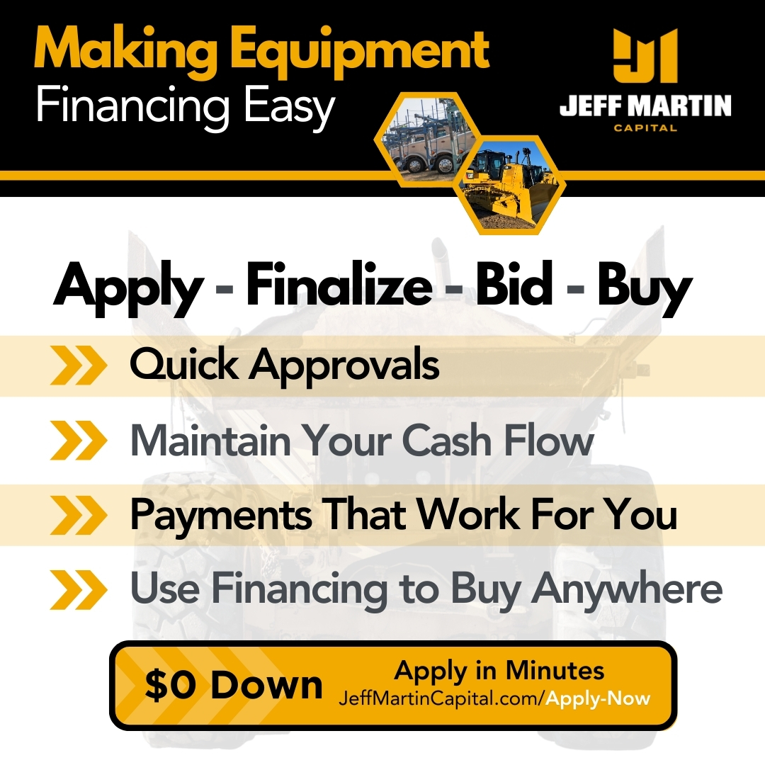 JMAuctioneers's tweet image. 💳 Ready to bid? Jeff Martin Capital makes financing easy. Apply today and be auction-ready!

👉 jma.bid/4n1wJUu
#JeffMartinCapital #EquipmentFinancing #BidWithConfidence #ApplyToday #JeffMartinAuctioneers