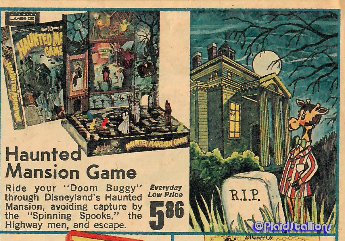 Plaidstallions's tweet image. Haunted Mansion Game from a 1975 Toys R Us Flyer, I love Geoffrey looking like he's the host of "Night Gallery" in this...
#hauntedmansion #toysrus #plaidstallions