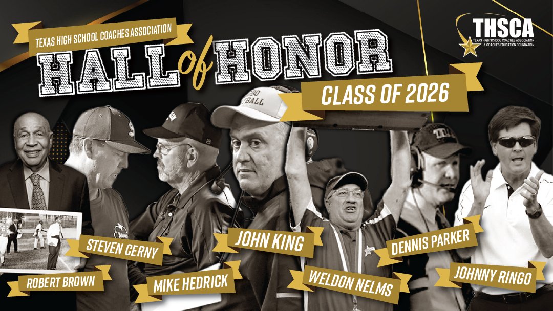 THSCAcoaches's tweet image. Round of applause for the seven extraordinary individuals entering the THSCA Hall of Honor👏 Your legacy and impact will inspire generations to come. Congratulations!

These exceptional individuals will be celebrated at the THSCA Hall of Honor Banquet, sponsored by Balfour, on…