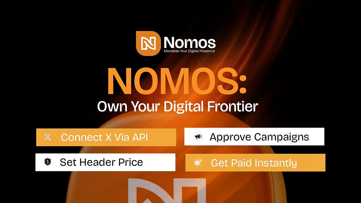 Nomosheader's tweet image. Nomos is built for creators who want control.

• Connect your X account via API verification

• Set weekly or monthly header pricing

• Approve who gets to run campaigns

• Get paid directly to your solana wallet

It's basically your header, your rules.

And payment hits the…