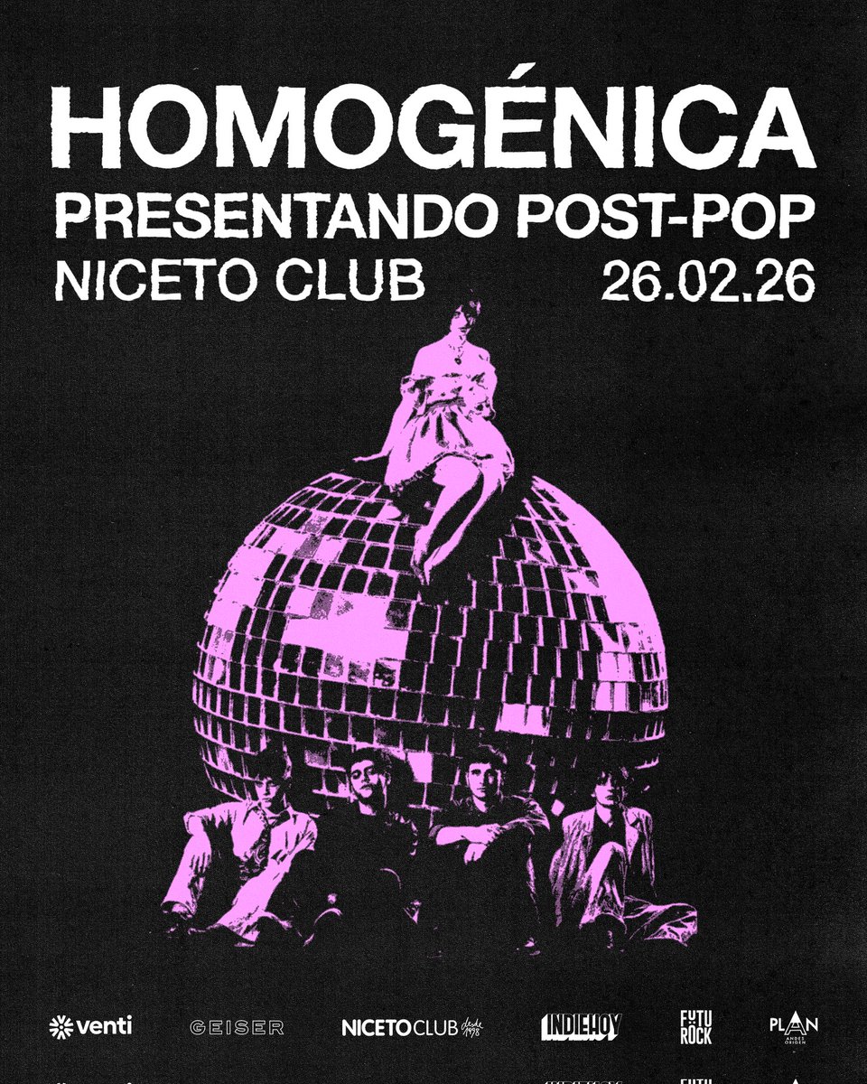 tocahomogenica's tweet image. NICETO! por primera vez nuestra nueva fiesta-show 💌
venti.com.ar/evento/homog-n…