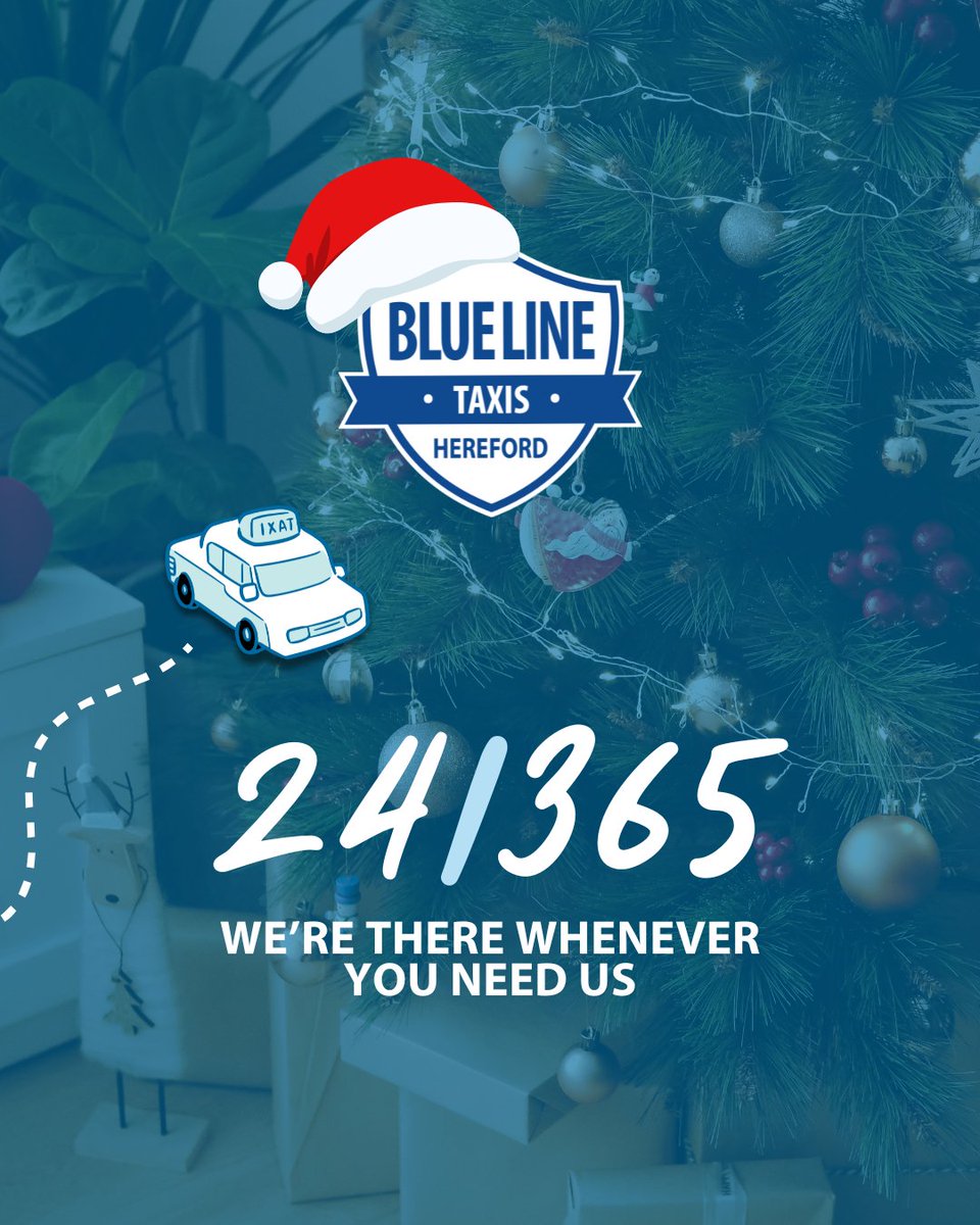 Don't forget, we're on hand 24/7, 365 days a year 🚕

Whatever the day, wherever you're heading Blue Line Taxis are ready to get you there