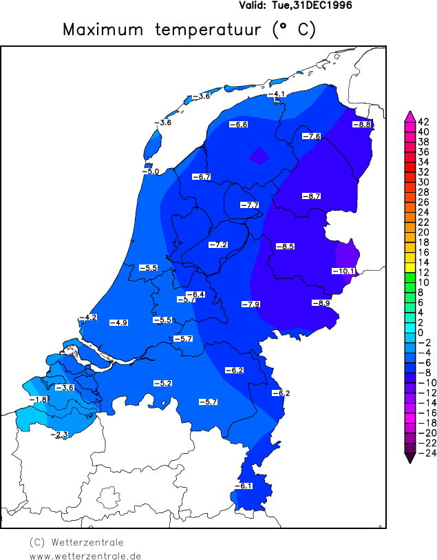 Nu maken we de komende #jaarwisseling kans op koud weer, maar dat is nog niks met die van 1996/1997. Oudjaarsdag in het oosten niet warmer dan -10. Nieuwjaarsnacht -18 en ook Nieuwjaarsdag -4 tot -12 overdag! Mooi fragment van het NOS Journaal: youtube.com/watch?v=mksUXp…